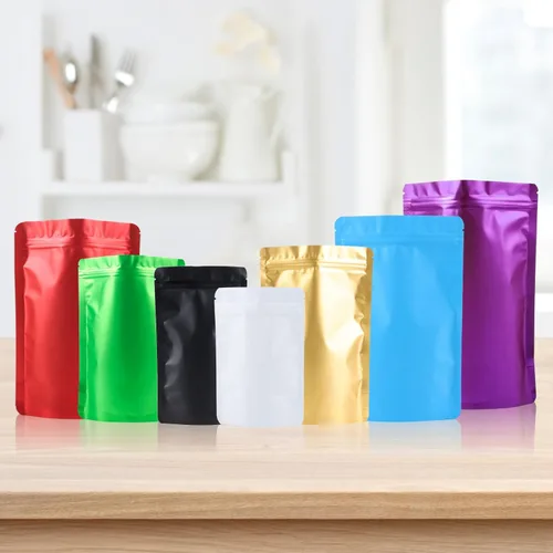 Miniatura 6 de 100 paquetes de bolsas de mylar a prueba de olores resellables, bolsas de pie negras con sello de aluminio para embalaje, 3.9×5.9 pulgadas