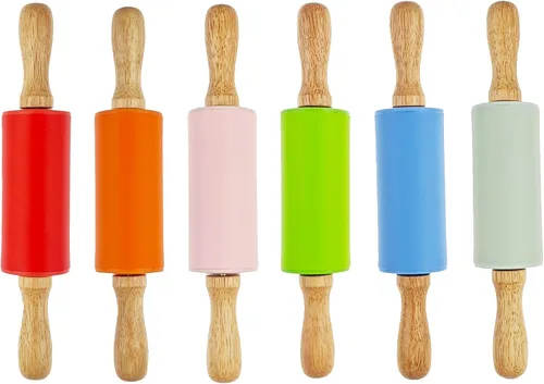 Paquete de 6 rodillos pequeños para niños, rodillos para niños para la cocina del hogar (6 colores) (9 pulgadas)