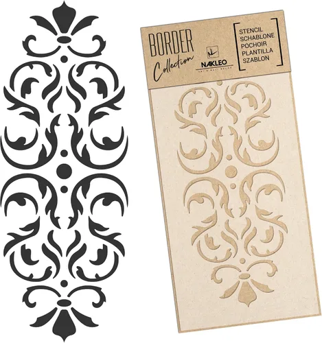 Miniatura 7 de NAKLEO Plantilla de pared de borde de 8.3 x 17.7 pulgadas, patrón de adorno Art Nouveau, plantilla de plástico reutilizable, pintura a rayas, arte