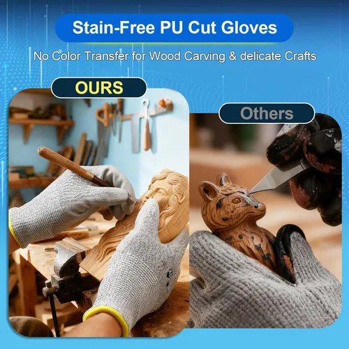 Miniatura 5 de Dowellife Guantes de trabajo resistentes a los cortes de nivel 5 para hombres y mujeres, guantes de jardinería transpirables recubiertos de PU