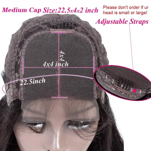 Miniatura 4 de ALLRUN Pelucas de cabello humano ondulado con cierre de encaje, pelucas de encaje frontal 4x4 con cabello de bebé (16 pulgadas), pelucas de encaje