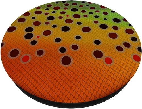 Miniatura 2 de Patrón de color de trucha marrón, pesca con mosca, arte de peces original, PopSockets intercambiables PopGrip