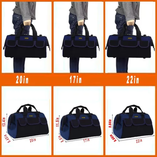 Miniatura 5 de FASTECH Bolsa de herramientas resistente de 20 pulgadas con boca ancha para almacenamiento de herramientas, transportador y organizador, bolsa
