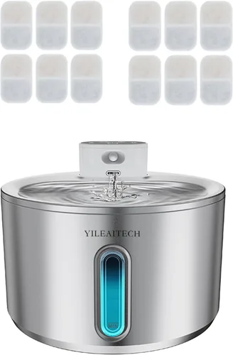 Miniatura 8 de Fuente de agua inalámbrica para gatos de acero inoxidable, fuente para gatos de 270 oz/8 L, funciona con pilas, fuente de agua inalámbrica