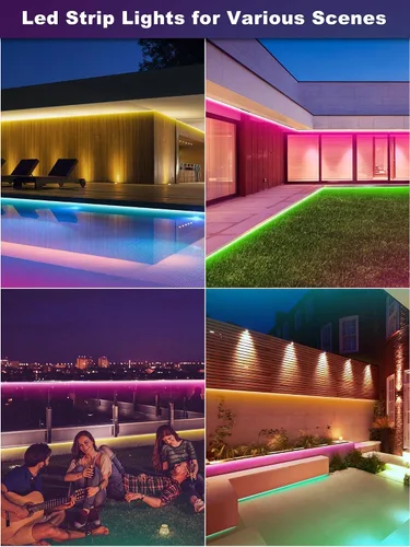 Miniatura 7 de Ledagic Tira de luces LED para exteriores impermeables de 50 pies (1 rollo), tira de luz LED exterior IP65 impermeable con control remoto