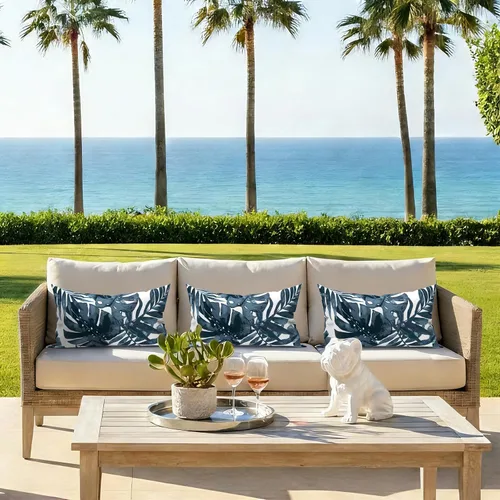 Miniatura 688 de Juego de 2 almohadas para exteriores de 16 x 16 pulgadas, repelentes al agua con interiores, para muebles de patio, hogar, jardín, geometría bohemia