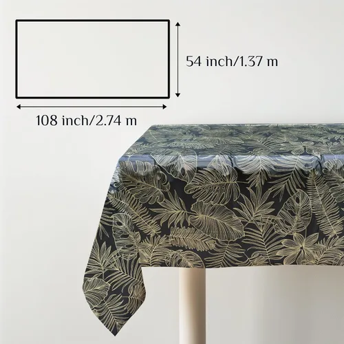 Miniatura 2 de Mantel desechable de 4 piezas con hojas doradas, manteles rectangulares de plástico elegantes de alta calidad para cumpleaños, jubilación, ducha