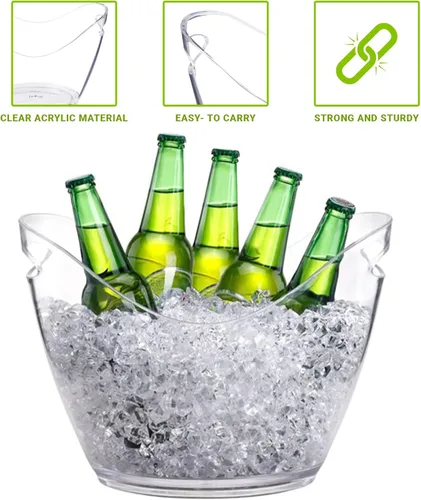 Miniatura 2 de Cubo de hielo para fiestas, botellas de vino o champán de acrílico transparente para bebidas (1, 8 litros)