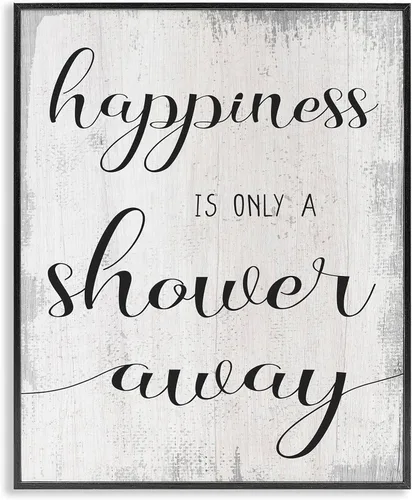 Miniatura 12 de Stupell Industries Happiness is a Shower Away - Letrero rústico para pared, 11 x 14, blanco roto