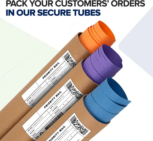 Miniatura 9 de Tubos de correo de papel kraft reforzado de 3 x 24 pulgadas, paquete de 8 tubos con 2 tapas cada uno, tubo de cartón fabricado en Estados Unidos