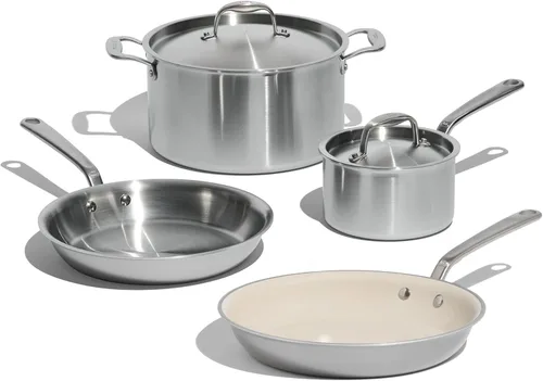 Made In Utensilios de Cocina - Juego de 6 Piezas de Utensilios de Cocina de Acero Inoxidable - Revestimiento de 5 Capas - Incluye Sarténes, Cacerola