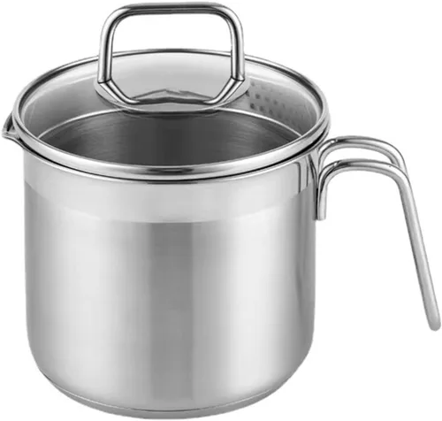 Miniatura 2 de Cacerola de acero inoxidable de 1.5 cuartos de galón con boquilla de vertido, cacerola con tapa, mini sartén para leche con boquilla, perfecta