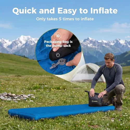 Miniatura 5 de ATEPA ThermAir Pro - Colchoneta de dormir aislada para mochileros, 6.6 R-Value 4 pulgadas de grosor, ultraligero y silencioso, colchón de aire