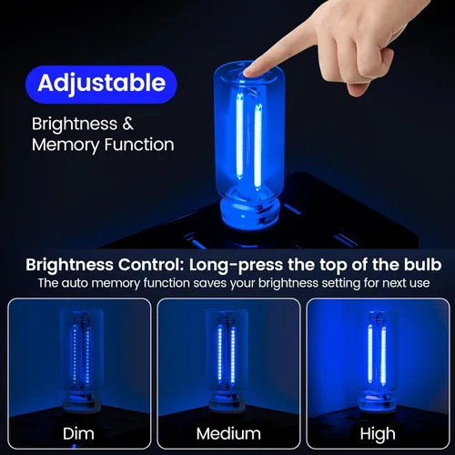 Miniatura 4 de 2 PCS Luces Ambientales USB Azules para Interior del Automóvil, Control Táctil Brillo Ajustable Enchufables Botella de Vidrio Retro Luces Nocturnas