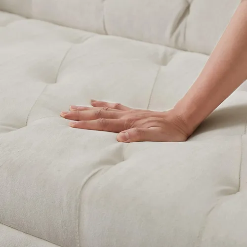 Miniatura 8 de Anwick - Sofá cama futón de terciopelo moderno con 2 almohadas, sofá cama convertible 2 en 1, sofá biplaza reclinable plegable con patas de metal