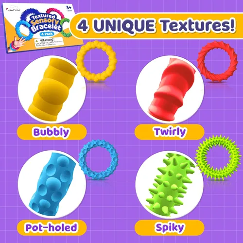 Miniatura 5 de Paquete de 4 pulseras elásticas para ansiedad y paquete de 8 juguetes de succión texturizados