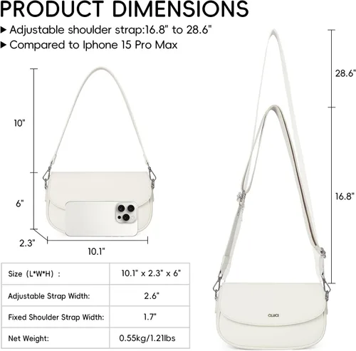 Miniatura 3 de CLUCI Monederos para mujer, bolso de hombro pequeño, lindo embrague de diseñador, bolsos de cuero cruzados, bolso Hobo
