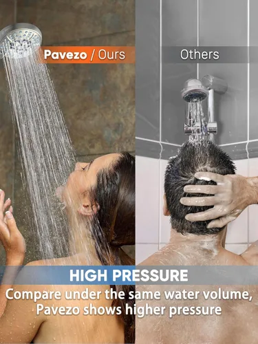 Miniatura 2 de Pavezo® Cabezal de ducha de mano de alta presión con filtro, botón de pausa de interruptor de encendido/apagado, cabezal de ducha de 10 modos