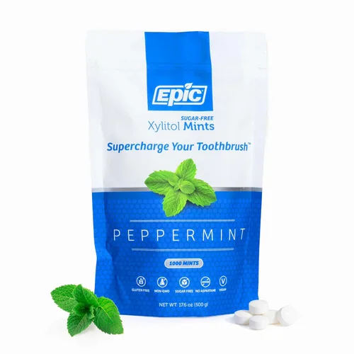 Epic 100% mentas xilitol, sin aspartamo, sin azúcar, mentas con sabor a menta, 1000 piezas (paquete de 1)