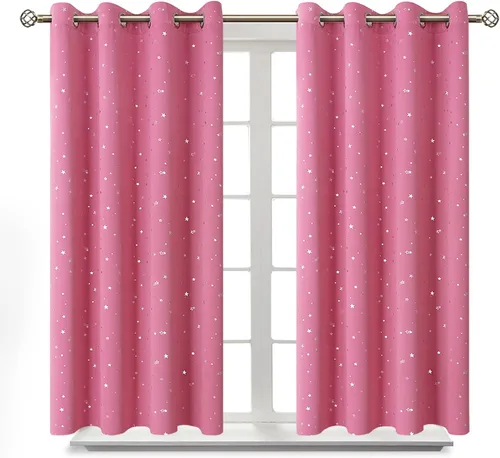Miniatura 38 de BGment Cortinas opacas para dormitorio infantil, con aislamiento térmico, con ojales, estampado de estrellas plateadas, cortinas para oscurecer