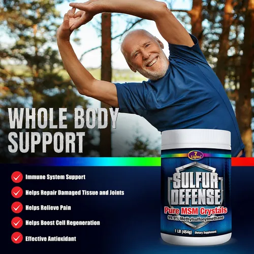 Miniatura 7 de Sulfur Defense Opti-MSM - Polvo MSM puro 99.9% fabricado en los Estados Unidos, cristales orgánicos de metilsulfonilmetano, vegano, sin OMG, sin