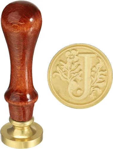 YOKIVE Sello de cera del alfabeto, sello de letras con mango extraíble para decorar postales, ideal para festivales, bodas (dorado, rojo, letra J)