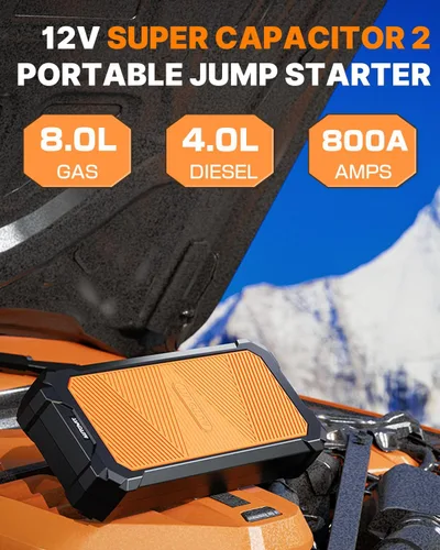 Miniatura 2 de Autowit Arrancador de salto de súper condensador, caja de salto portátil sin batería de 12 V, cables de arranque para coche diésel 8.0 y 4.0