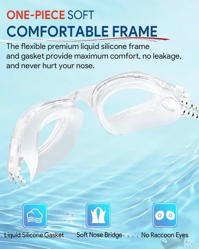 Miniatura 7 de Swim Goggles, Polarized Adult Swimming Goggles Bungee Strap No Hair Pulling Anti-fog Pool Goggles for Men Women 02-Transparente