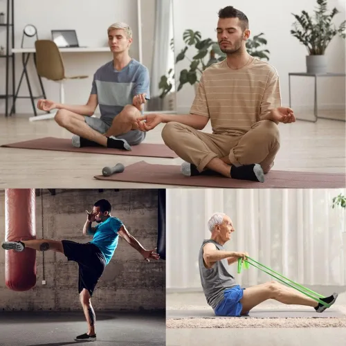 Miniatura 2 de ELUTONG Calcetines antideslizantes para hombre, 3 pares de azulejos de madera, con agarre pegajoso, para yoga, pilates, entrenamiento, hospital