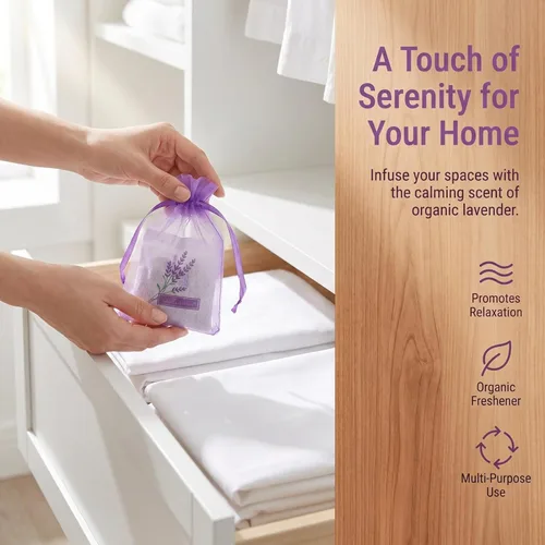 Miniatura 5 de DOITOOL Paquete de 25 bolsas de lavanda de 6.49 x 2.83 pulgadas, bolsas de fragancia de organza con cinta para fragancia del hogar, ambientador