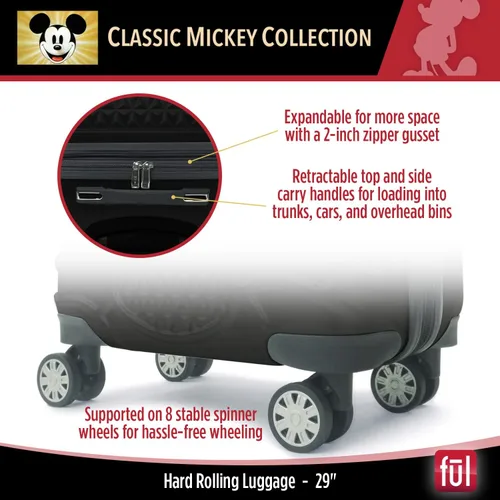 Miniatura 5 de FUL Disney Mickey Mouse - Maleta rígida con ruedas giratorias, Negro -, Disney Mickey Mouse - Maleta rígida con ruedas giratorias