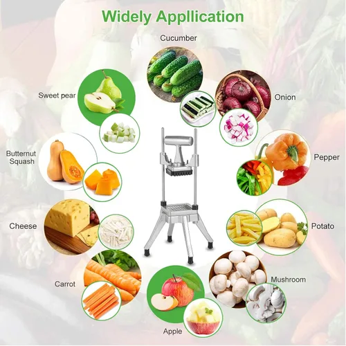 Miniatura 4 de Picador comercial de verduras y cortador de papas fritas de acero inoxidable, cortador de verduras de acero inoxidable, tamaños de cuchillas de 1/4