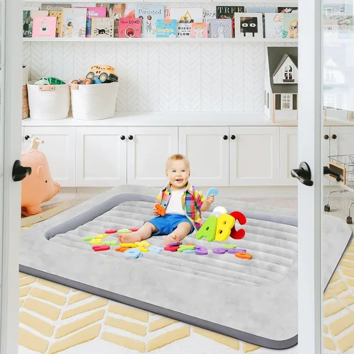 Miniatura 7 de Colchón de aire para niños: colchón de aire portátil rápido para niños, cama inflable portátil de viaje, superficie con felpa suave y cómoda, ideal