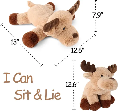 Miniatura 9 de WEIGEDU Adorable caribou - Peluche de reno y alce peludo, juguete de peluche para niños, bebés, niños, decoración de cumpleaños, hora de dormir, 13