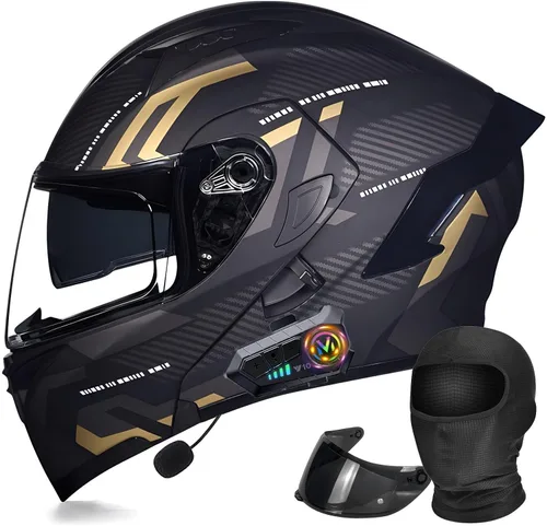 Miniatura 17 de Casco modular Moto Bluetooth con doble visera, con micrófono para Respuesta Automática Casco de Moto Homologado ECE Adecuado para Hombre Mujer