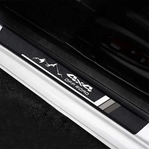 Miniatura 2 de 4 piezas protectores de umbral de puerta de automóvil de fibra de carbono, protector de entrada de puerta compatible con Toyota Tacoma 4Runner Gris