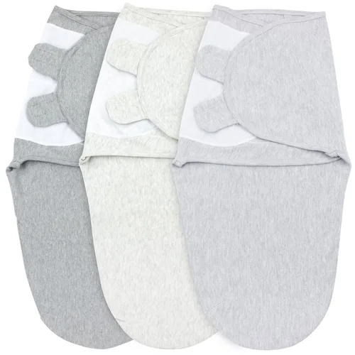 Miniatura 19 de Mantas para envolver para recién nacidos – Juego de 3 mantas para bebé de 0-3 meses – Saco de dormir ajustable – Envuelto suave de algodón orgánico