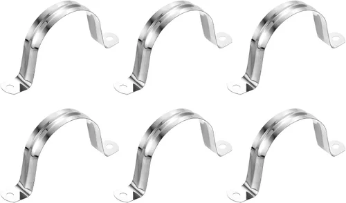 Miniatura 13 de uxcell 6 correas rígidas de tubo, 4.331 in (4.33 pulgadas) 201 de acero inoxidable 201 con 2 agujeros en forma de U, abrazaderas de tubo para fijar