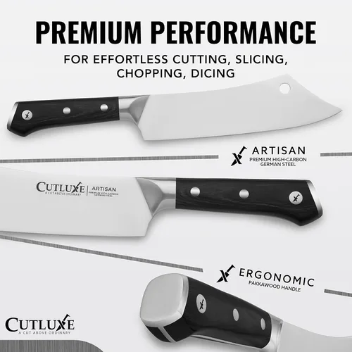 Miniatura 2 de Cutluxe Cuchillo Cleaver de Chef – Cuchillo de Carnicero Cleaver de Carne de 8" – Hoja de Acero Alemán, Espiga Completa, Diseño de Mango Ergonómico
