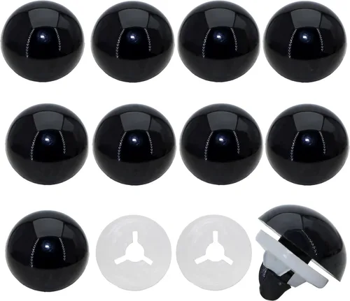 Thalinfayi - 60 ojos de seguridad y arandelas seguras para ganchillo Amigurumi - Ojos de seguridad de plástico grandes negros de 0.94 pulgadas, ojos