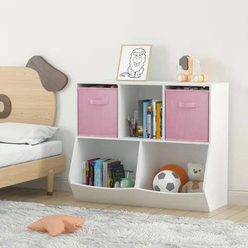 Miniatura 2 de Estantería para niños, organizador de almacenamiento de juguetes de 4 cubos, estantería para niños pequeños, estantes para habitación de niños, sala