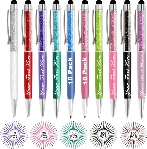 Miniatura 66 de Bolígrafos personalizados con nombre y texto, bolígrafos de diamantes de cristal personalizados a granel, 10 bolígrafos, regalos para mujeres