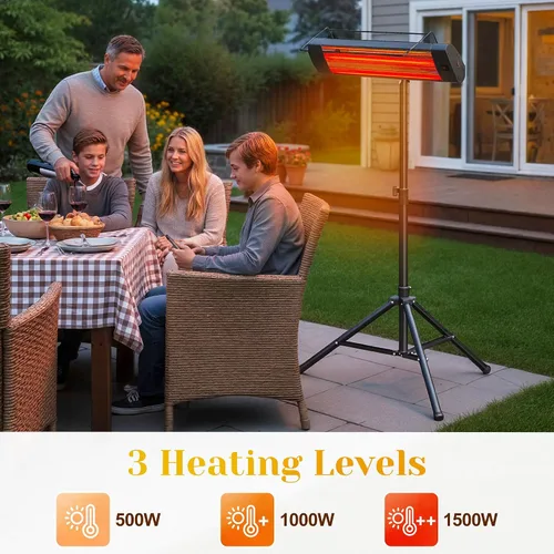 Miniatura 3 de FansaFurn Calentador de patio con control remoto, calentador infrarrojo eléctrico de 1500 W para uso en exteriores e interiores, temporizador de 24