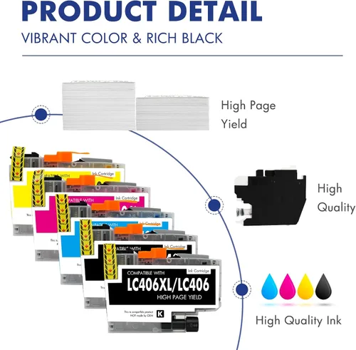 Miniatura 7 de Cool Toner LC406XL LC406 - Cartuchos de tinta para impresora Brother MFC-J4335DW MFC-J5855DW LC 406 XL para MFC-J6555DW MFC-J4535DW MFC-J6955DW