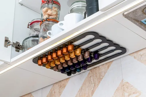 Miniatura 5 de Demi's Home Soporte adhesivo para cápsulas de café Nespresso (medición antes de comprar), apto para ser montado en el interior/debajo del gabinete