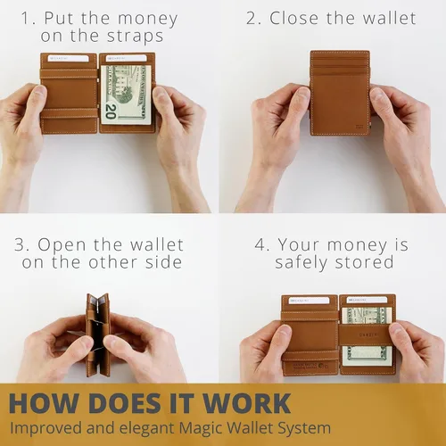 Miniatura 2 de Garzini Magic Wallet con ventana de identificación, cartera minimalista con tarjetero RFID, cartera de piel para 8 tarjetas