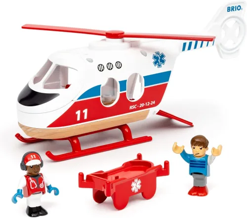 BRIO World 36022 Helicóptero de rescate - Accesorio de juego de tren para niños | Juguete interactivo | Mejora las habilidades motoras |