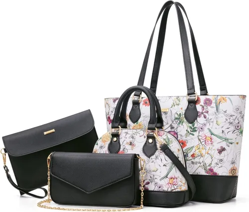 4 piezas de bolsos de moda para mujer, carteras, bolsos de hombro, bolsos de mano casuales, bolsos cruzados, juego de bolsos de regalo para damas y