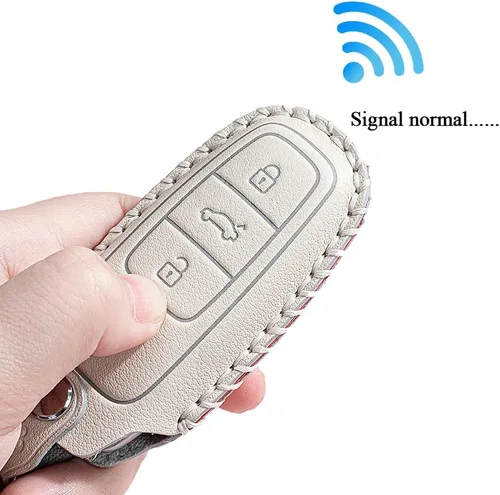 Miniatura 5 de SANRILY Funda de piel de vaca para llavero Audi, Beige