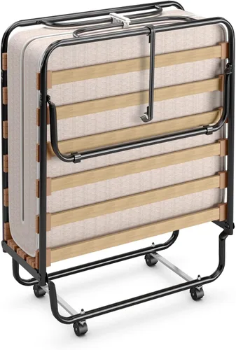 Cama plegable con colchón de 3 pulgadas, juego de cama portátil individual pequeño con marco de cama de metal, cuna plegable con colchón de espuma